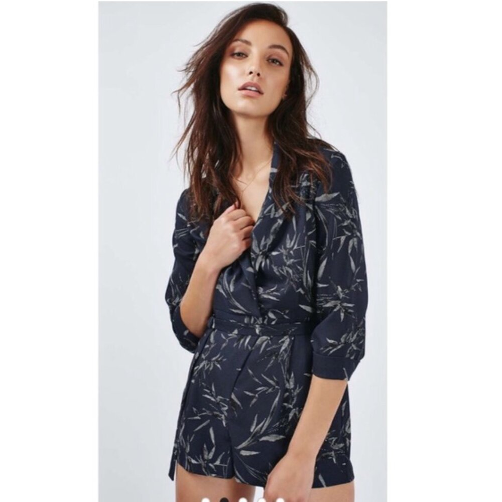 TOPSHOP Bamboo Alexa Three Quarter Sleeve Playsuit Size 8